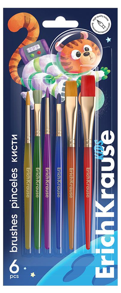 Кисти ErichKrause для творчества синтетика 6 шт 200₽