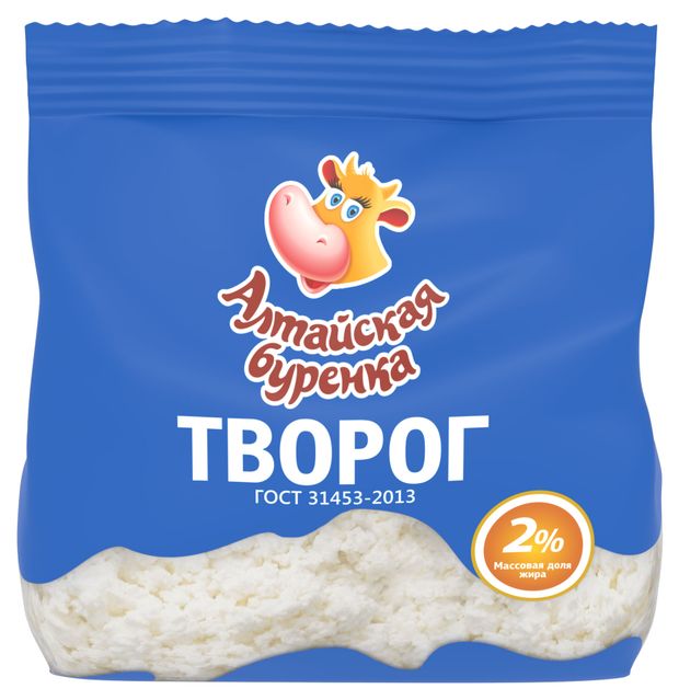 Творог рассыпчатый Алтайская буренка в пакете 2% ГОСТ БЗМЖ, 250 г