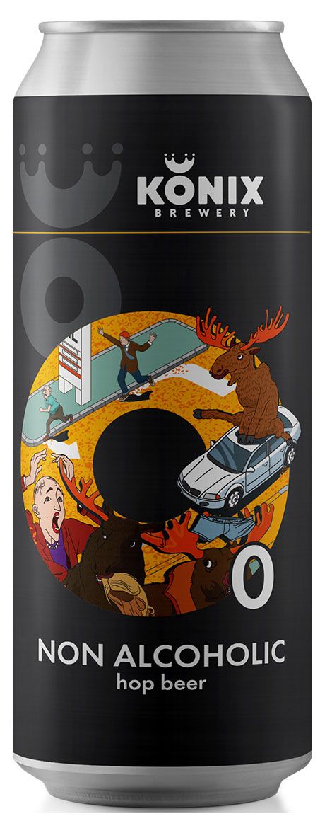 Пиво безалкогольное светлое Konix Brewery Moose just moose нефильтрованное, 0,45 л