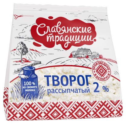 Творог рассыпчатый Славянские традиции 2% БЗМЖ, 350 г