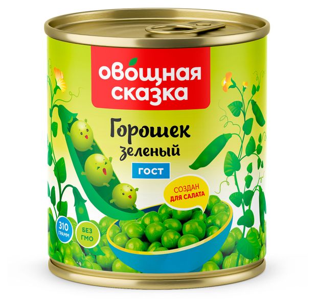 Горошек зеленый Овощная Сказка, 310 г