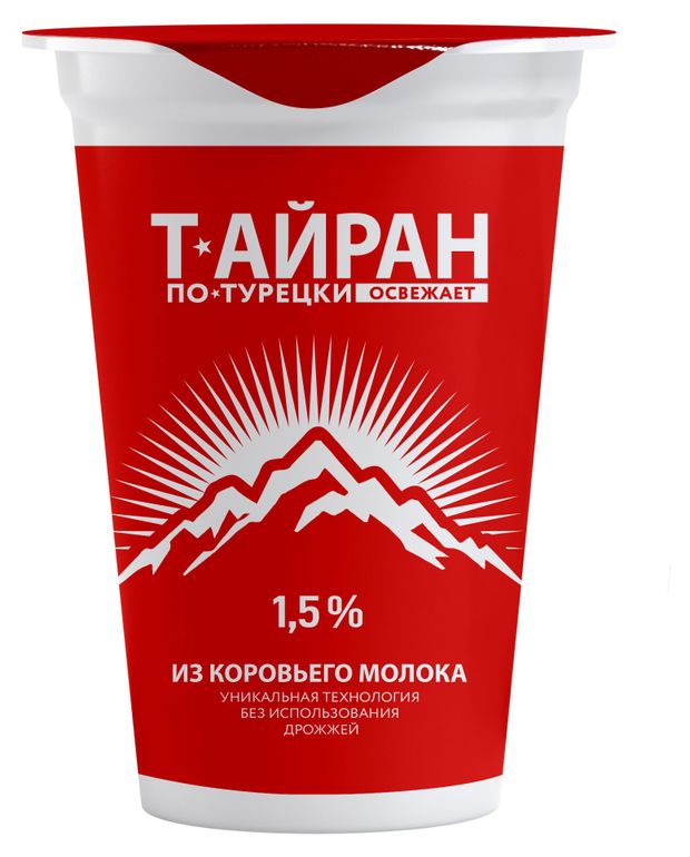 Напиток кисломолочный Молочные горки Тайран с солью 1,5% БЗМЖ, 220 г