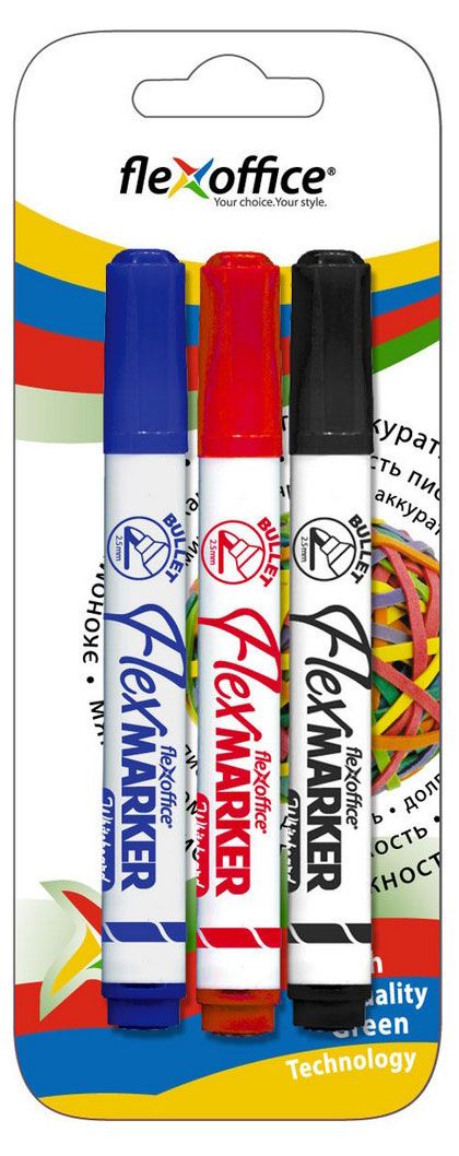 Маркеры для досок Flexoffice разноцветные, 3 шт