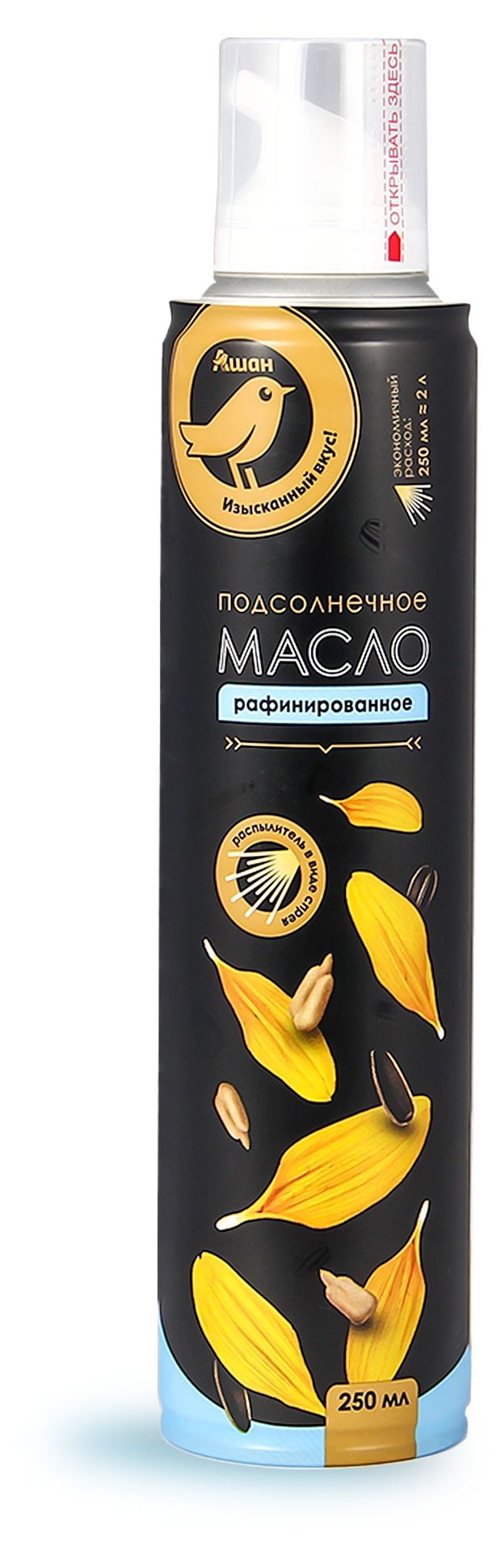 фото Масло-спрей подсолнечное ашан золотая птица, 250 мл