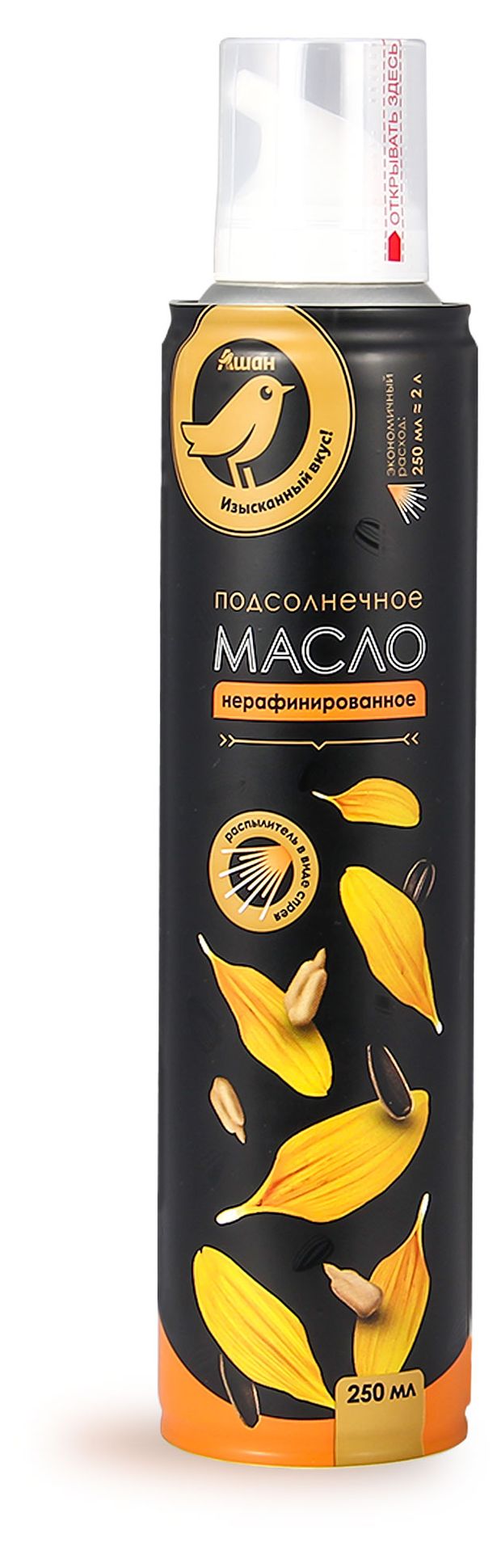 фото Масло-спрей подсолнечное ашан золотая птица, 250 мл