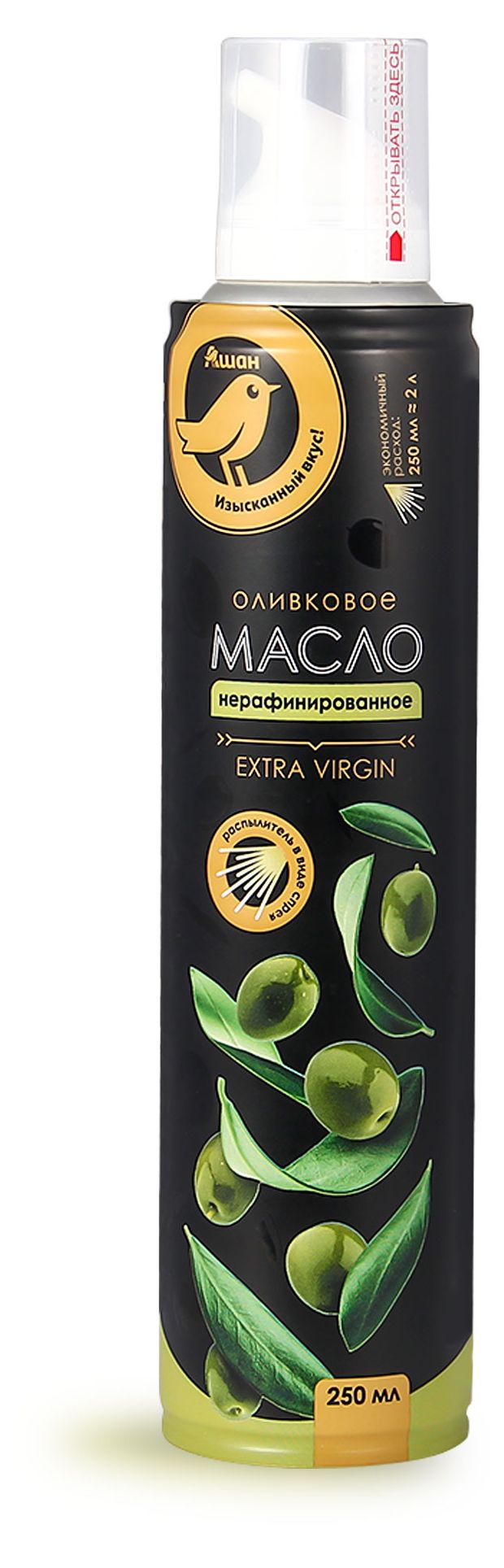 фото Масло-спрей оливковое ашан золотая птица extra virgin, 250 мл