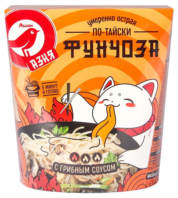 Фунчоза АШАН Красная птица по-тайски 121 г 100₽