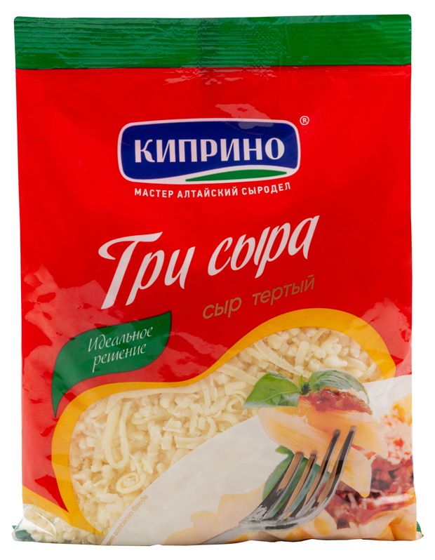 Сыр полутвердый Три Сыра тертый Киприно БЗМЖ 200 г 230₽