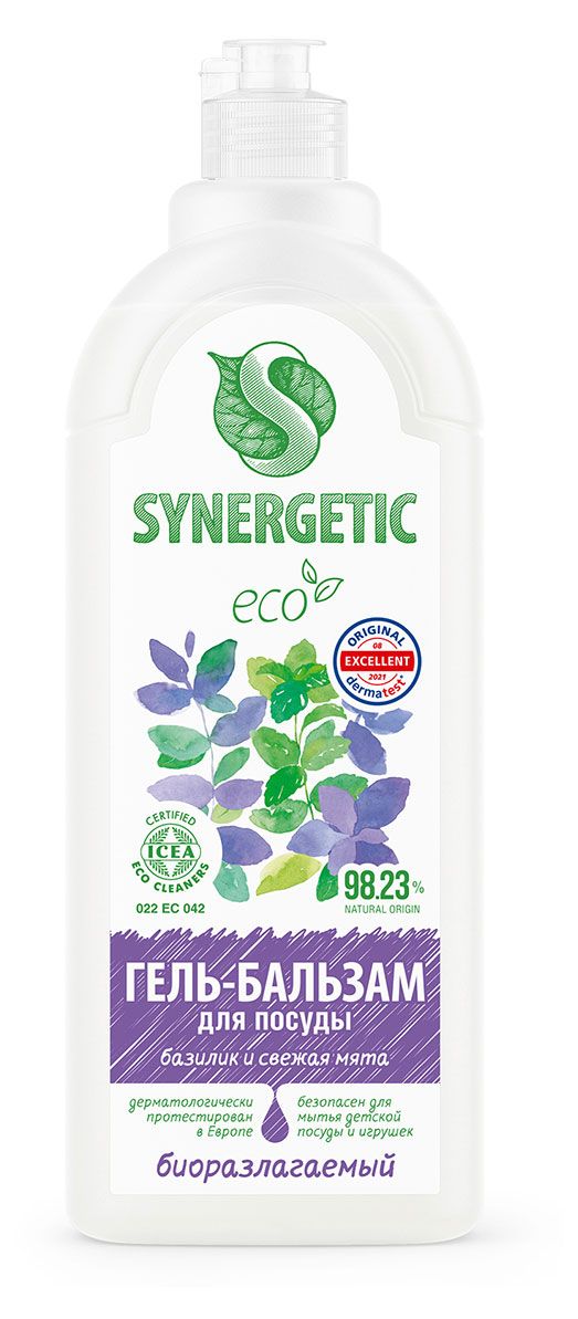 Гель-бальзам для мытья посуды Synergetic Базилик и свежая мята 1 л 590₽