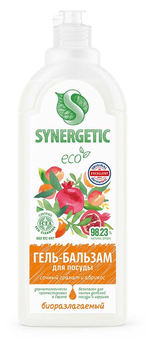 Гель-бальзам для мытья посуды Synergetic Сочный гранат и абрикос, 1 л