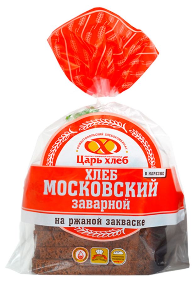 Хлеб Царь хлеб Московский заварной на ржаной закваске в нарезке, 400 г