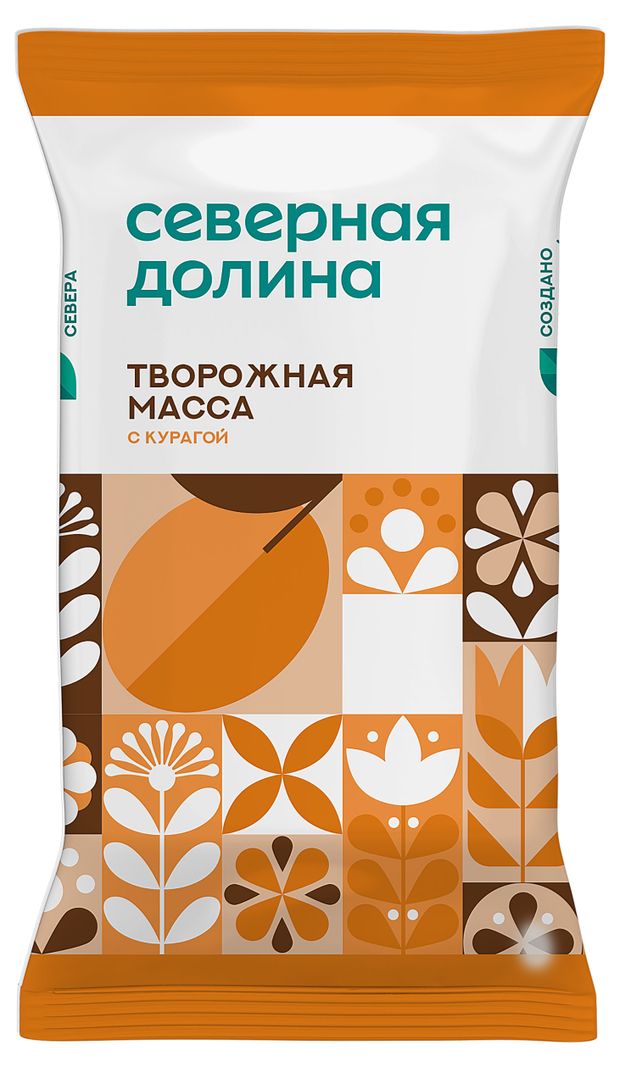 Масса творожная Северная Долина Особая с курагой брикет 23% БЗМЖ, 180 г