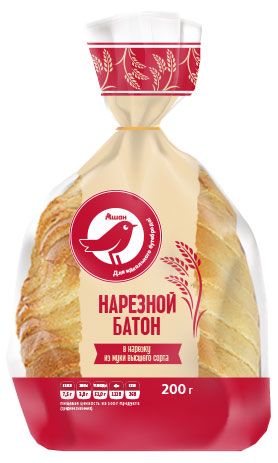 Батон пшеничный нарезной АШАН Красная птица высший сорт нарезка 200 г 29₽