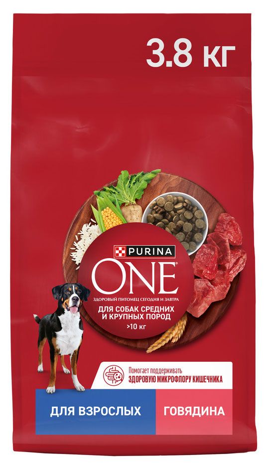 Сухой корм для собак Purina ONE с говядиной и рисом 38 кг 1480₽