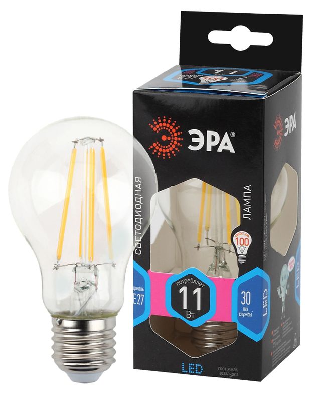 Лампа светодиодная ЭРА F-LED A60-11W-840E27 Дневной белый