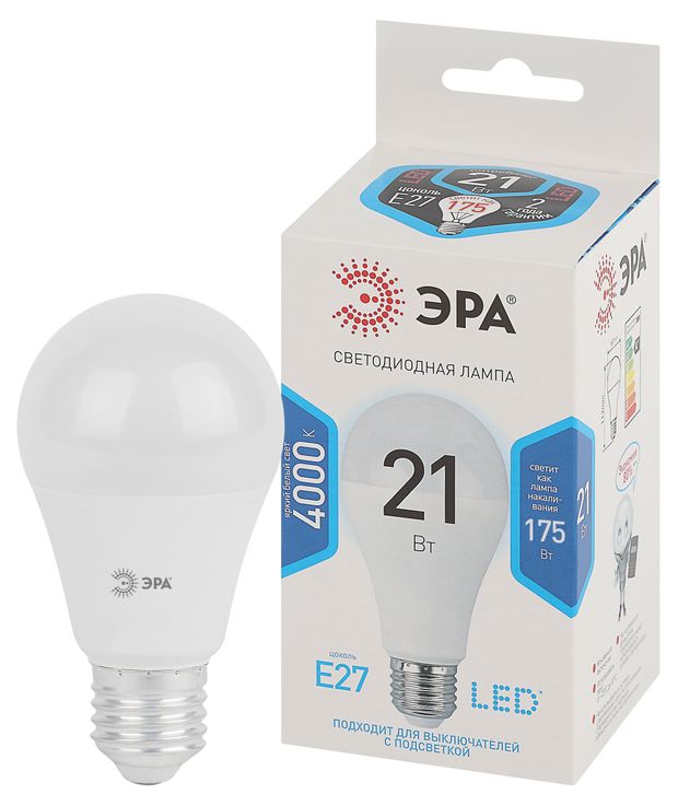 Лампа светодиодная ЭРА LED A65-21W-840-E27 Дневной белый