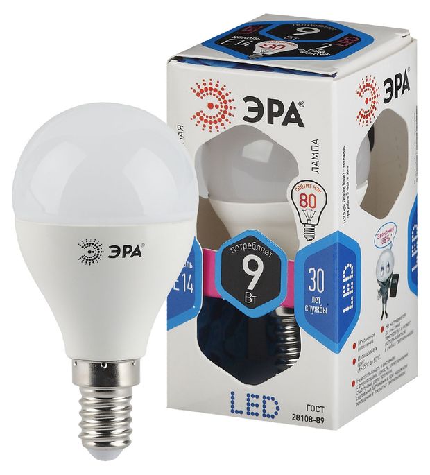 фото Лампа светодиодная эра led p45-9w-840-e14 холодный белый