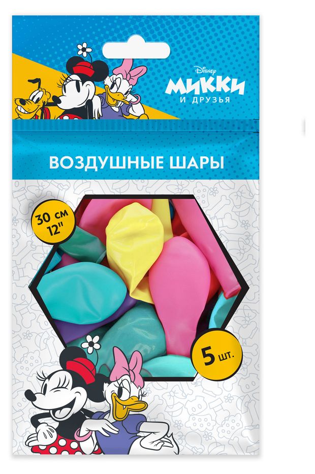 Шарики воздушные ND PLAY Минни Маус 30 см 5 шт 100₽