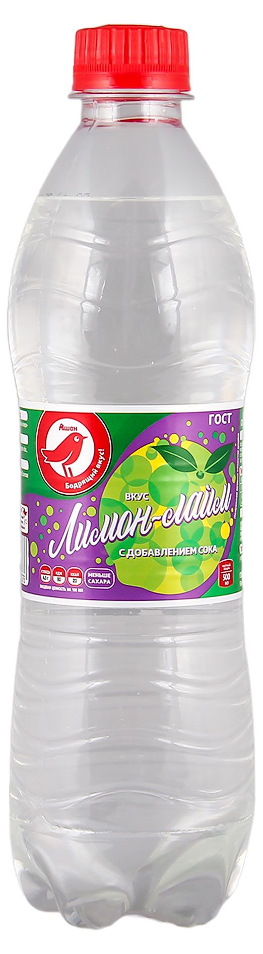 Напиток сильногазированный АШАН Красная птица лимон-лайм безалкогольный 500 мл 40₽