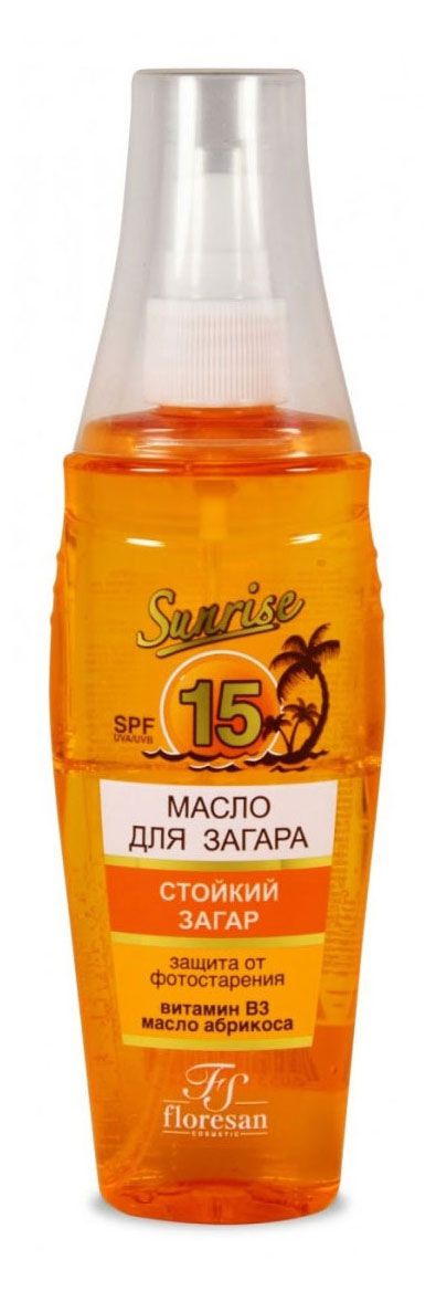 Спрей-масло для загара Floresan Защита от фотостарения абрикосовый нектар SPF 15, 135 мл
