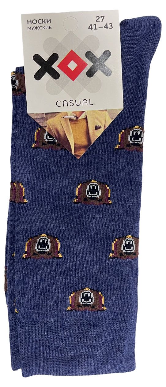 Носки мужские ХОХ Медведь темно-синие, р 25