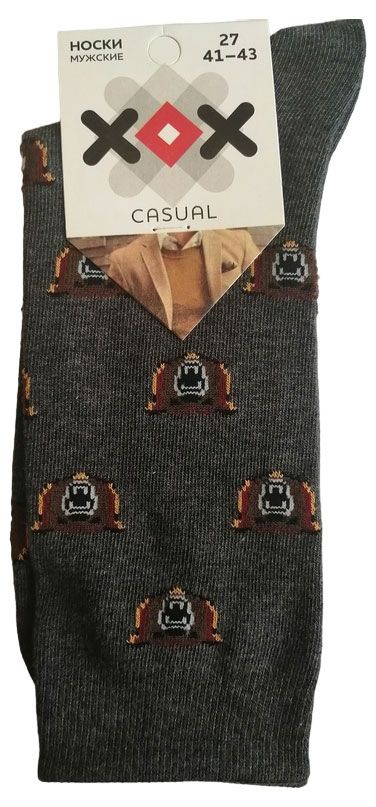 Носки мужские ХОХ Медведь темно-серые, р 25