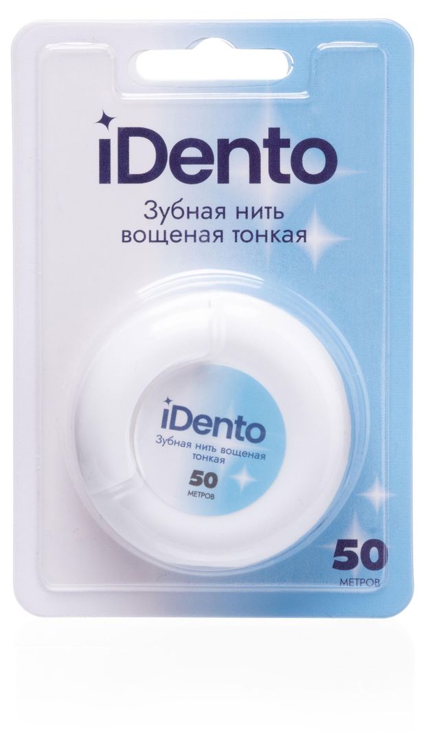 Зубная нить iDento вощеная тонкая, 50 м
