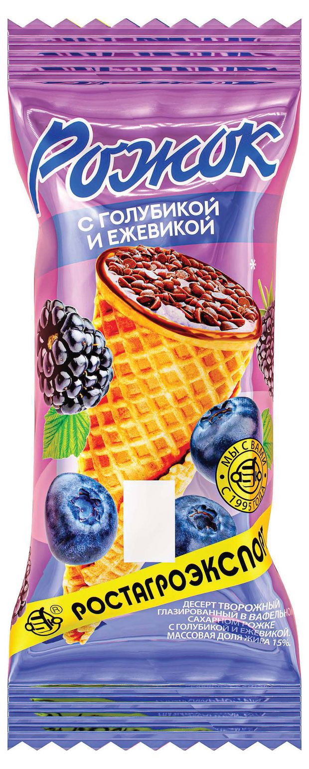 Десерт творожный глазированный РостАгроЭкспорт с голубикой и ежевикой 15% БЗМЖ, 60 г