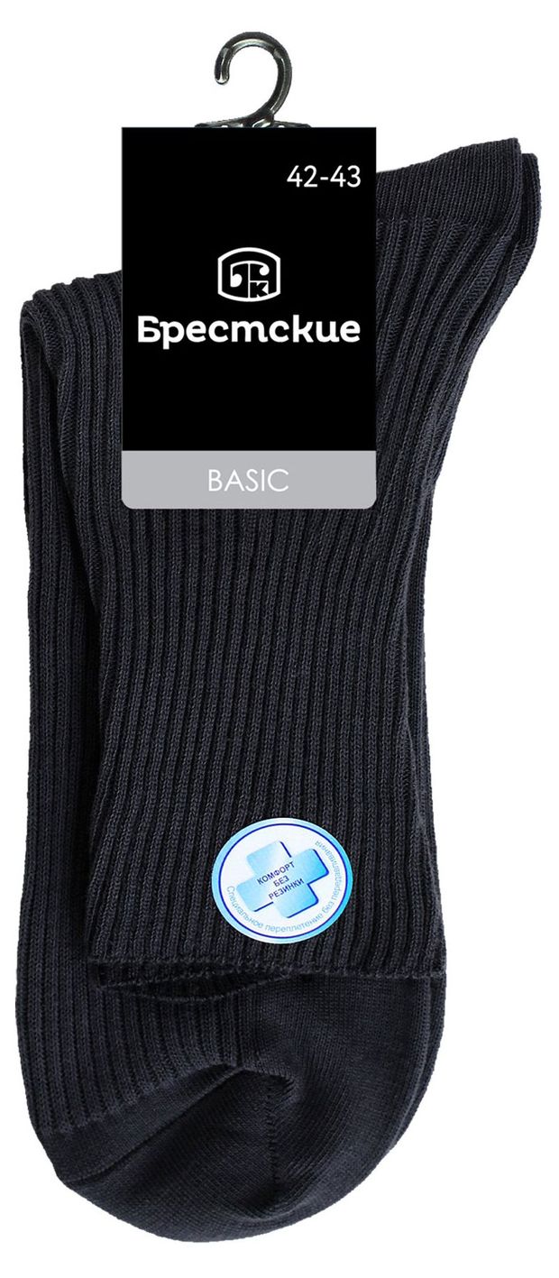 Носки мужские Брестские Basic черные в рубчик, р.27