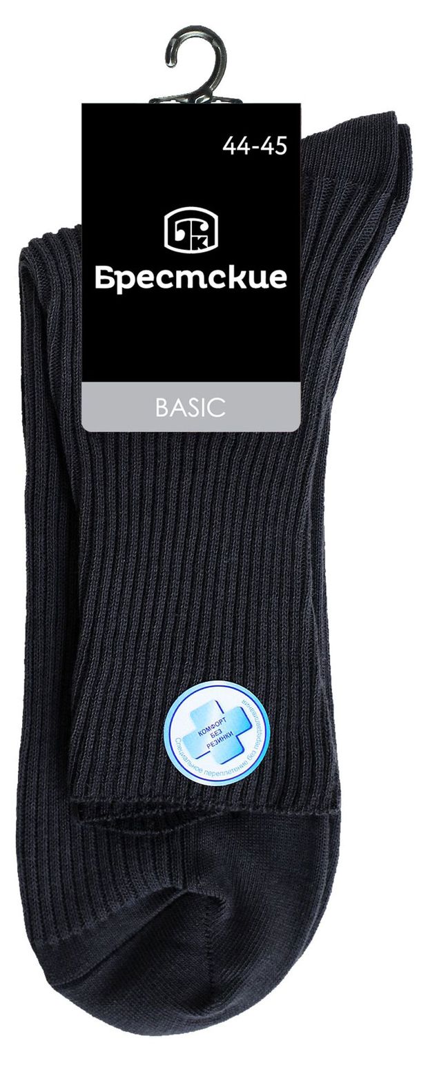 Носки мужские Брестские Basic черные в рубчик, р.29