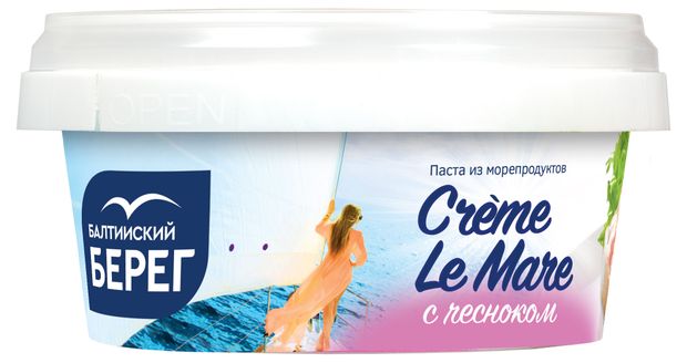 Рыба, икра, морепродукты  Ашан Паста из морепродуктов Балтийский Берег Creme Le Mare с чесноком, 150 г