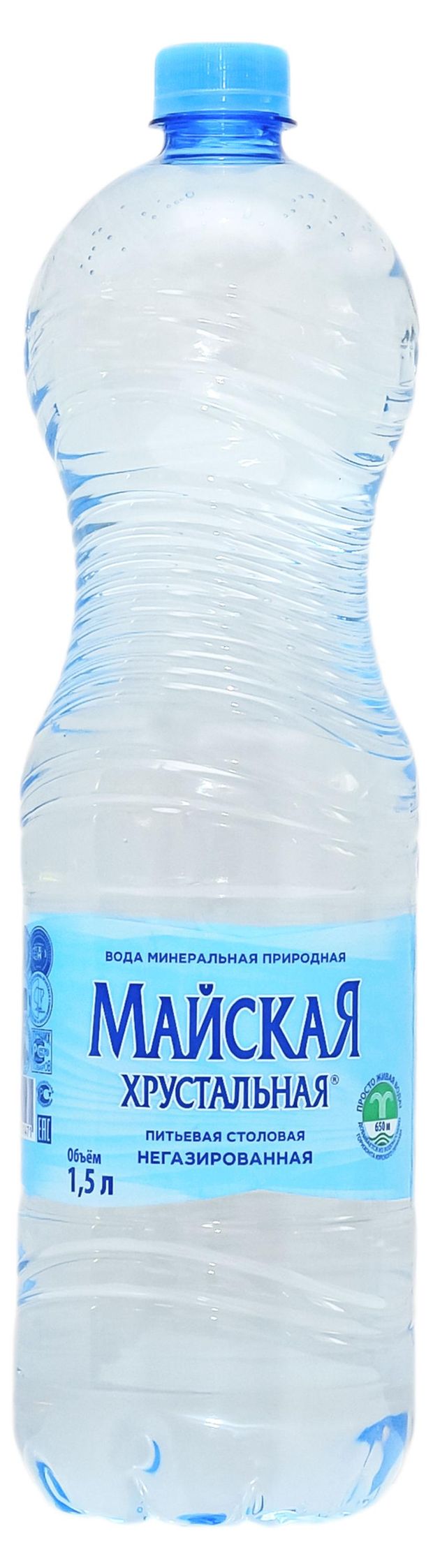Вода минеральная Майская Хрустальная негазированная столовая, 1,5 л