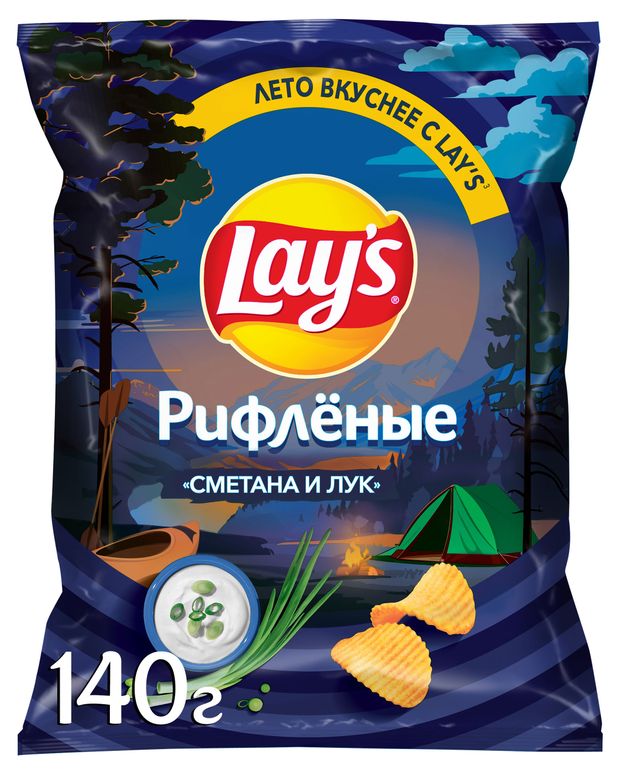 Чипсы картофельные Lays со вкусом сметаны и лука 140 г 170₽