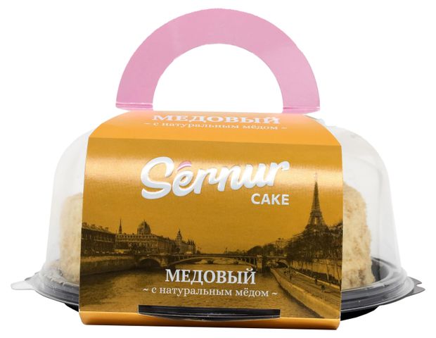 Торт медово-бисквитный Сернур Медовый с рикоттой и кремом с соленой карамелью охлажденный, 600 г