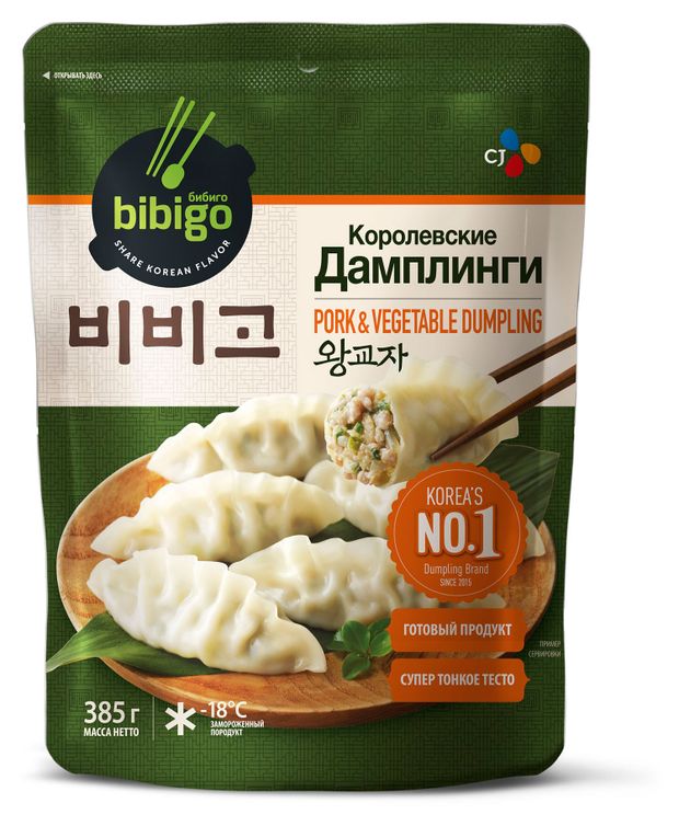 Дамплинги со свининой и шпиком Bibigo Pork and Vegetable Королевские, 385 г