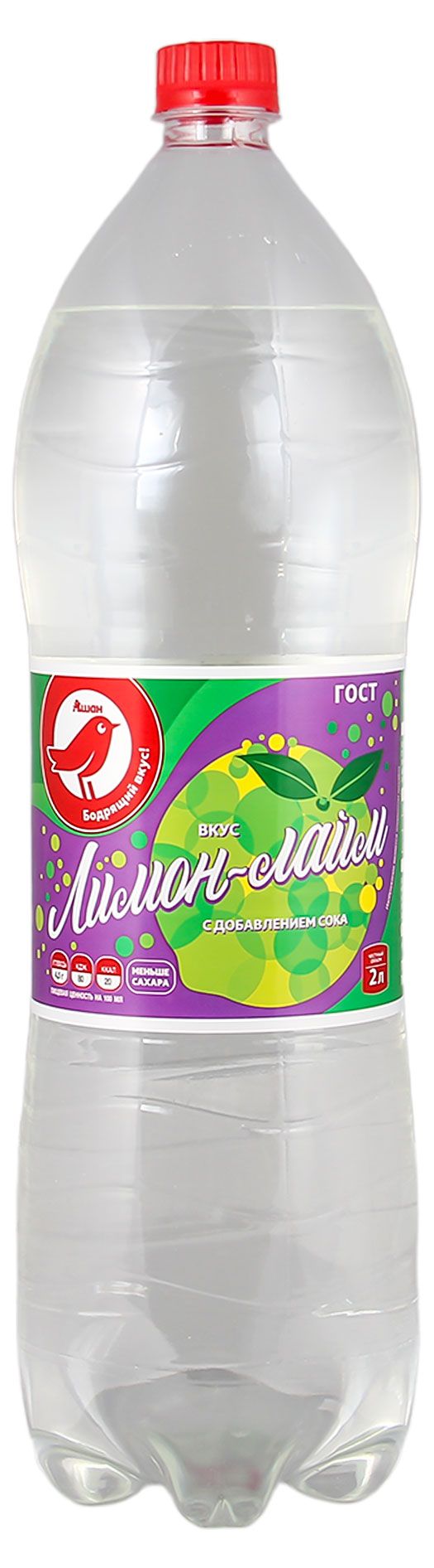 Напиток сильногазированный АШАН Красная птица Цитрон безалкогольный 2 л 90₽