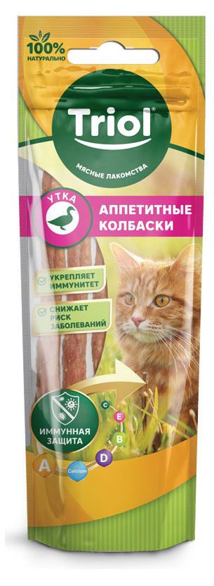 Зоотовары Лакомство для кошек Triol Аппетитные колбаски из утки, 40 г