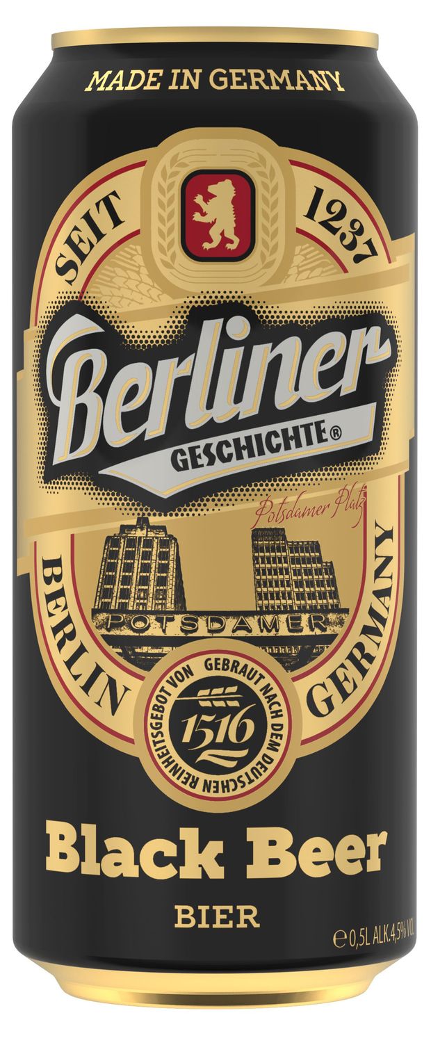 Пиво Berliner Geschichte Black Beer тёмное пастеризованное фильтрованное, 500 мл