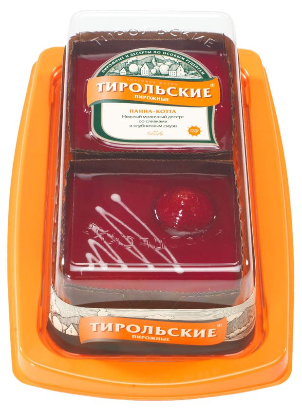 Десерт молочный Тирольские пироги Панна-Котта со сливками и клубничным смузи охлажденный 2 шт, 280 г