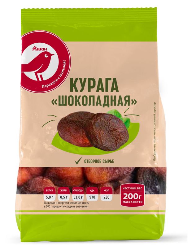 Шоколадная Курага АШАН Красная птица 200 г 230₽