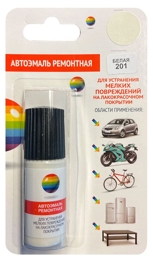 Автотовары  Ашан Автоэмаль ремонтная белая 201, 10 мл
