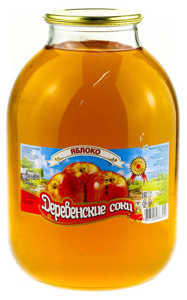 Нектар Деревенские соки яблочный осветленный, 3 л