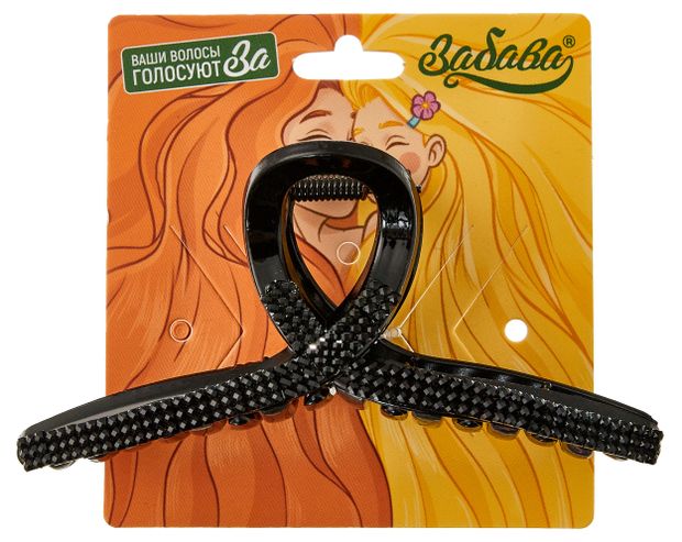 Заколка краб для волос Забава петелька со стразами