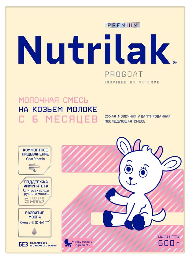 Все для детей Смесь молочная сухая Nutrilak Премиум 2 на козьем молоке БЗМЖ с 6 мес., 600 г