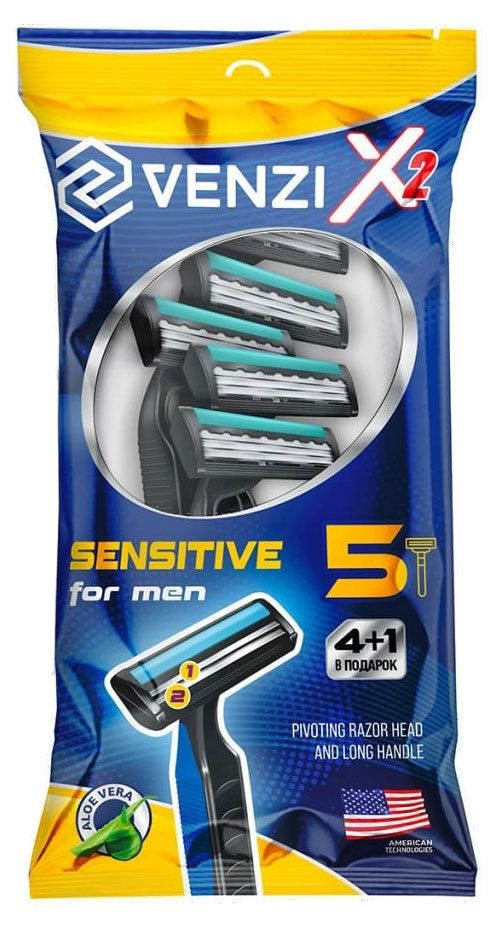 Бритвенные станки Venzi Sensitive одноразовые Х2 5 шт 366₽