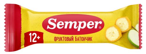 Фруктовый батончик Semper яблоко банан с 12 мес 15 г 97₽