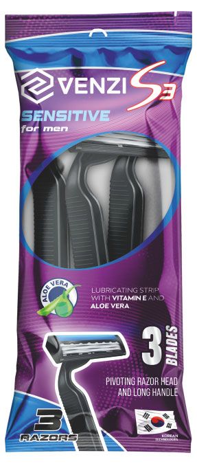 Бритвенные станки Venzi Sensitive одноразовые S3, 3 шт