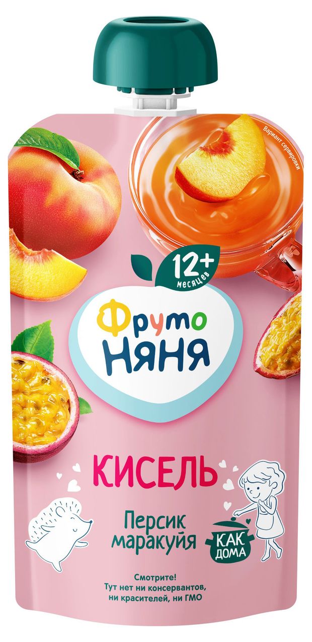 Кисель детский ФрутоНяня персик маракуйя с 12 мес., 130 мл