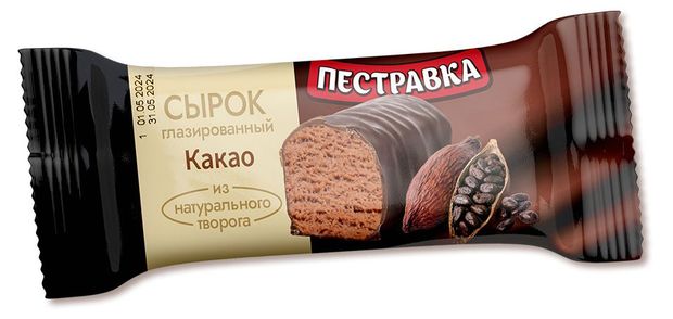 Сырок глазированный творожный Пестравка с какао батончик 23% БЗМЖ, 40 г