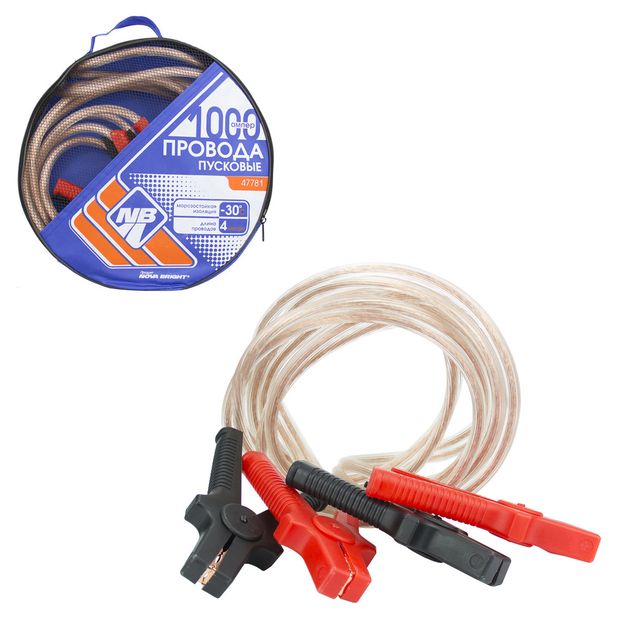 Провода пусковые Nova Bright 1000А с прозрачной изоляцией в сумке 40 м 2600₽